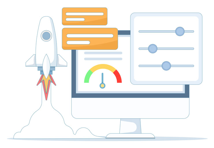 Numbered graphic illustrating website speed and performance