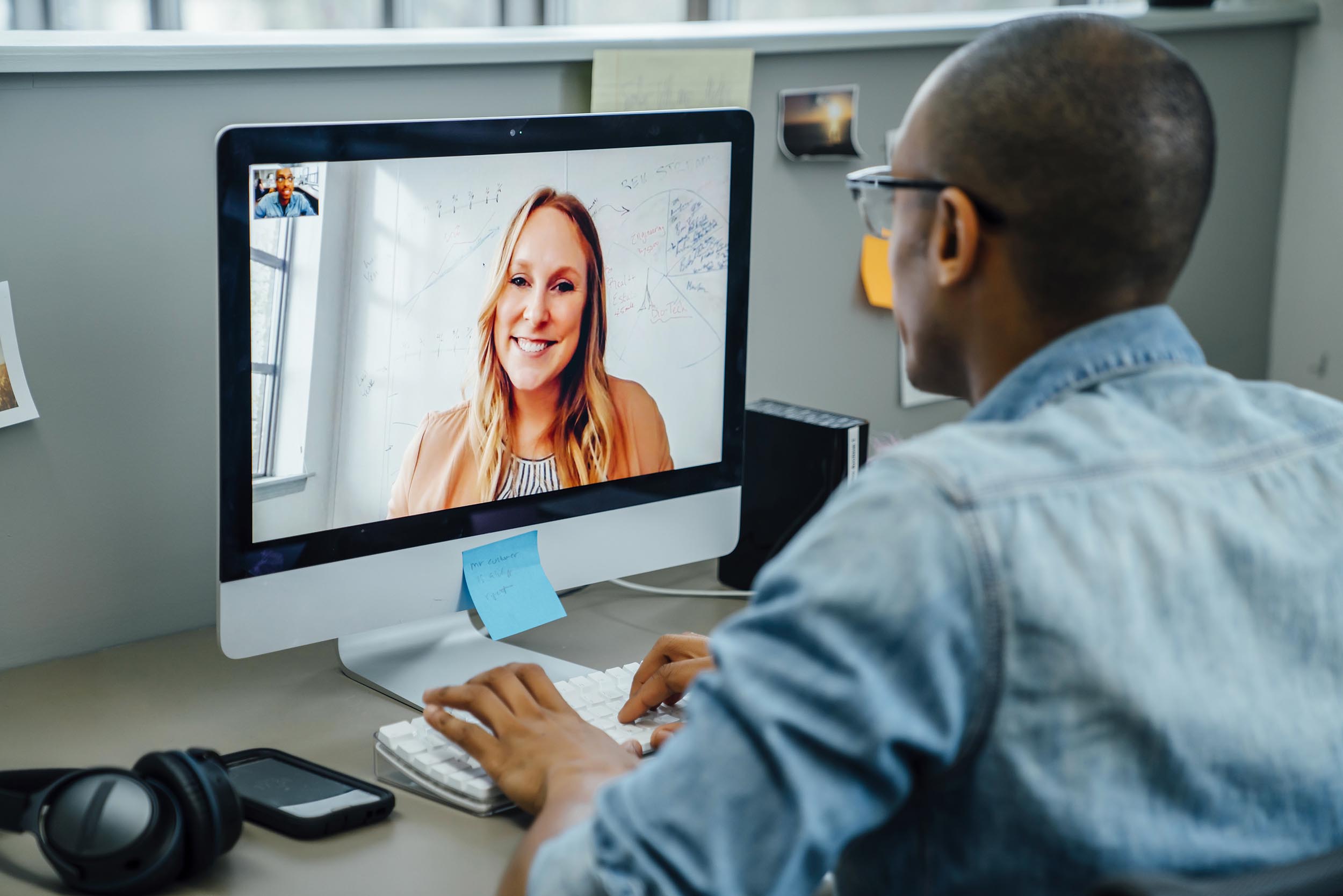 Video call, representing an automated client experience