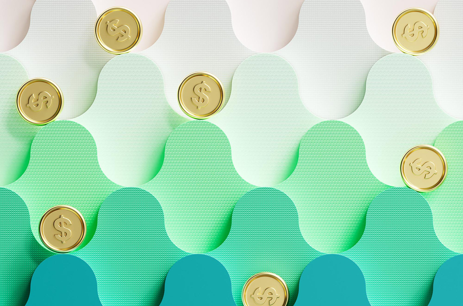 Coins and waves, representing AI-powered dynamic pricing