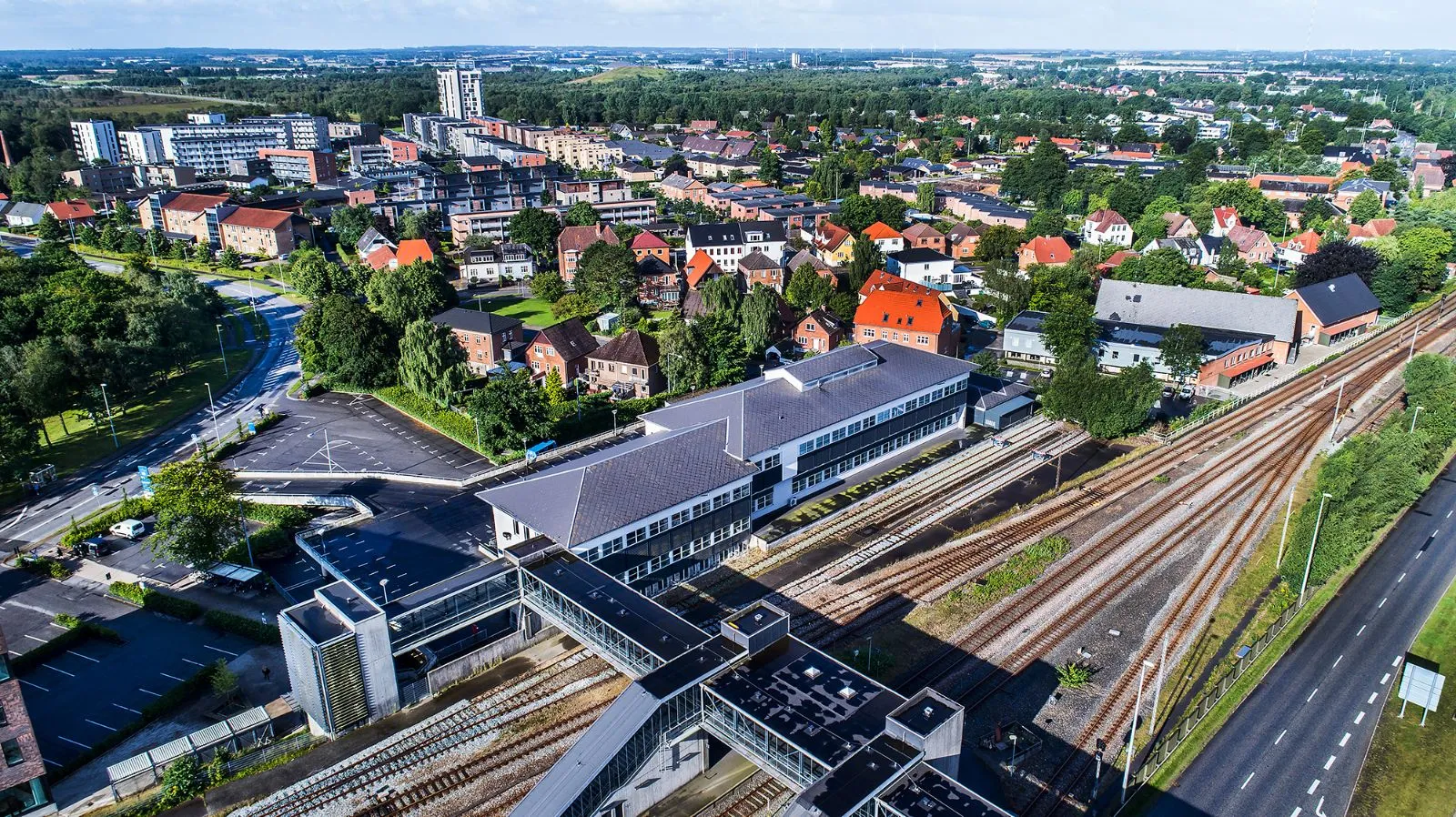 Ejendommen Godsbanevej i Herning set fra oven