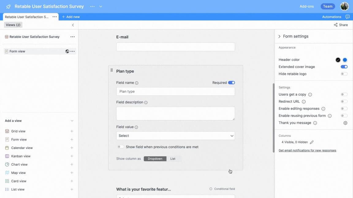 Form view - Display select options as a list or dropdown