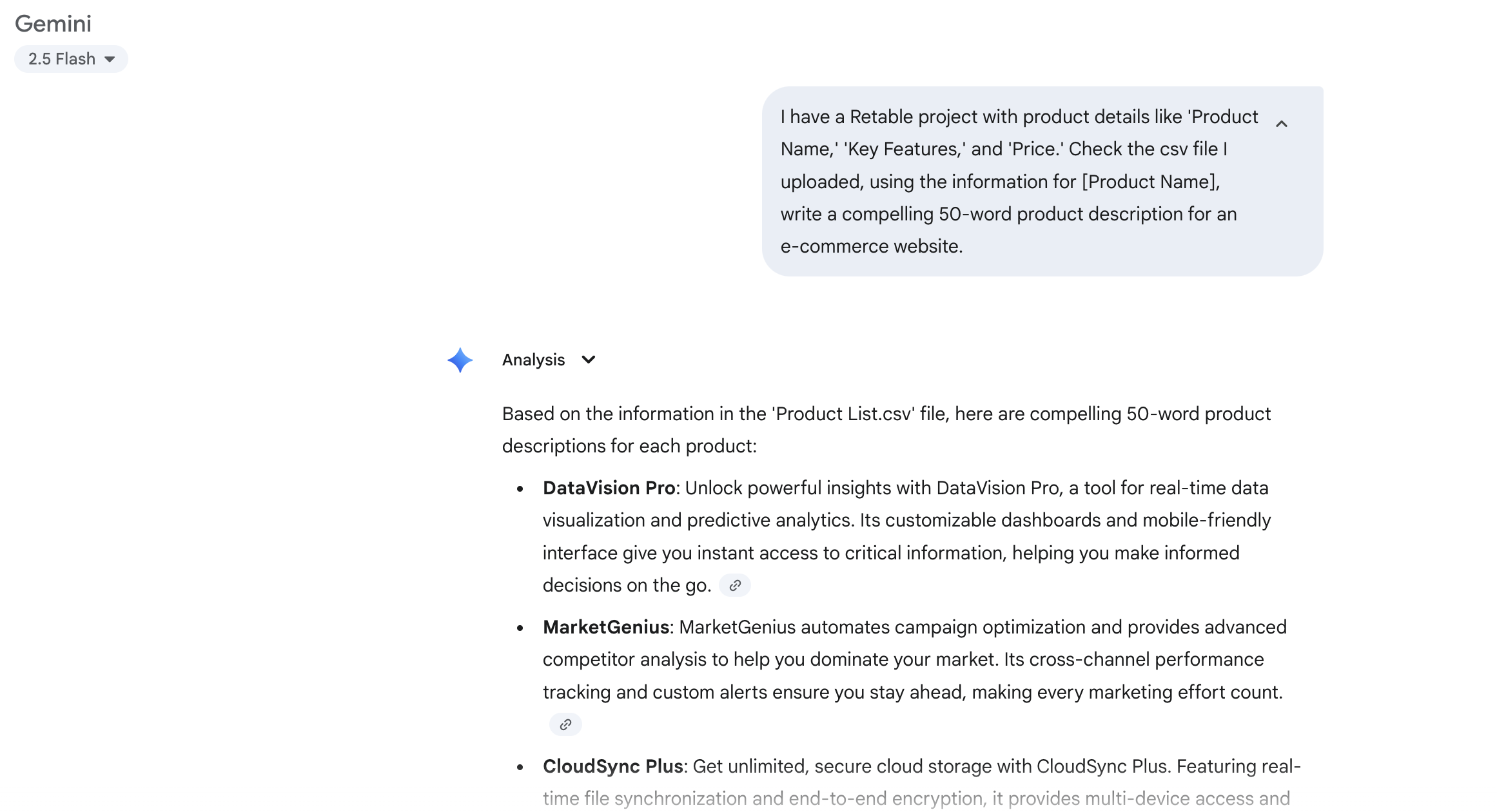 Generating product descriptions with gemini ai
