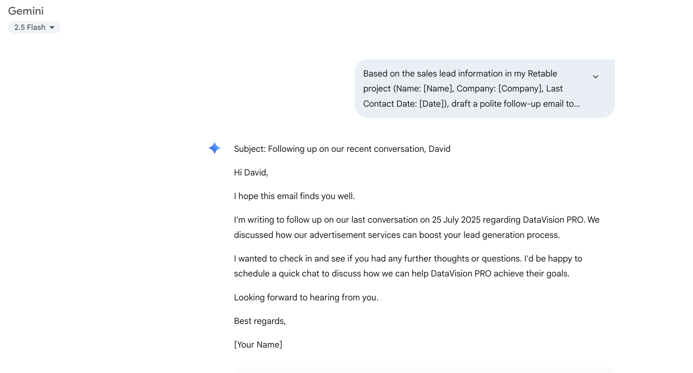 Drafting follow-up emails with gemini ai