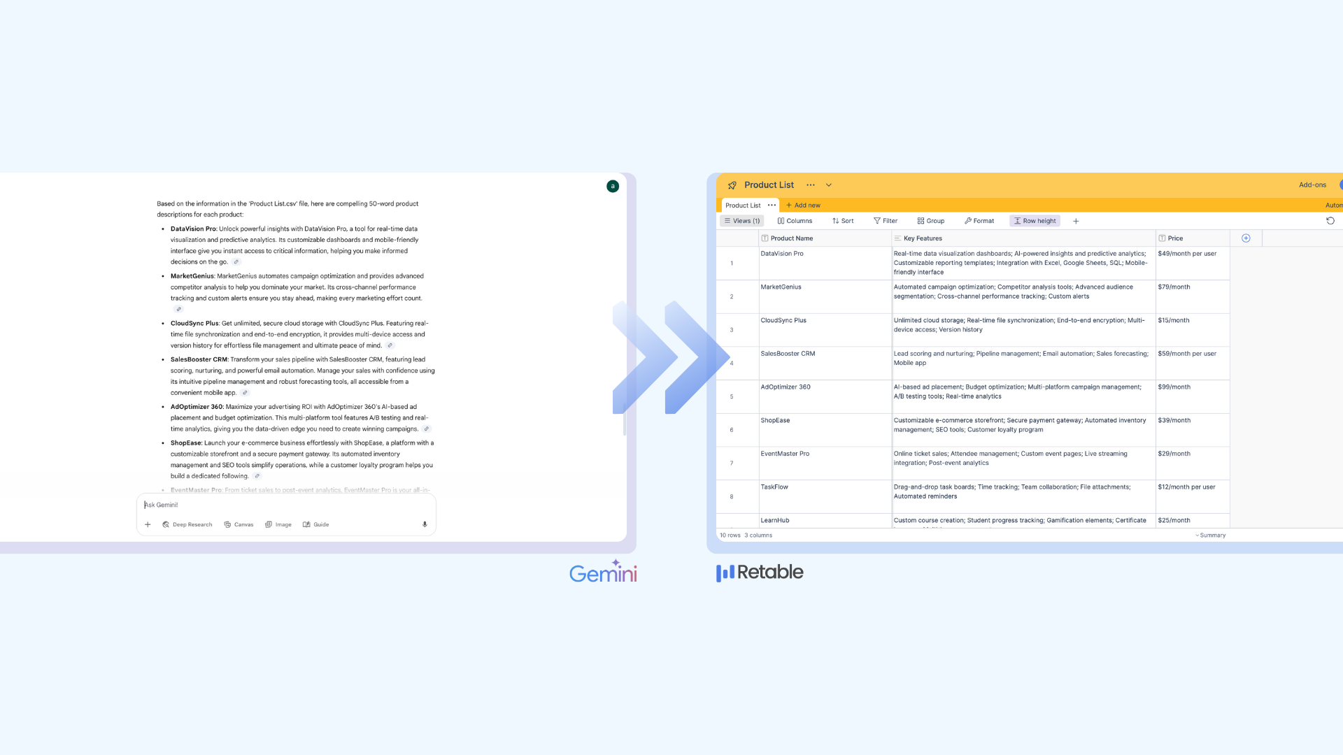 How to supercharge your Retable workflows with Gemini AI prompts