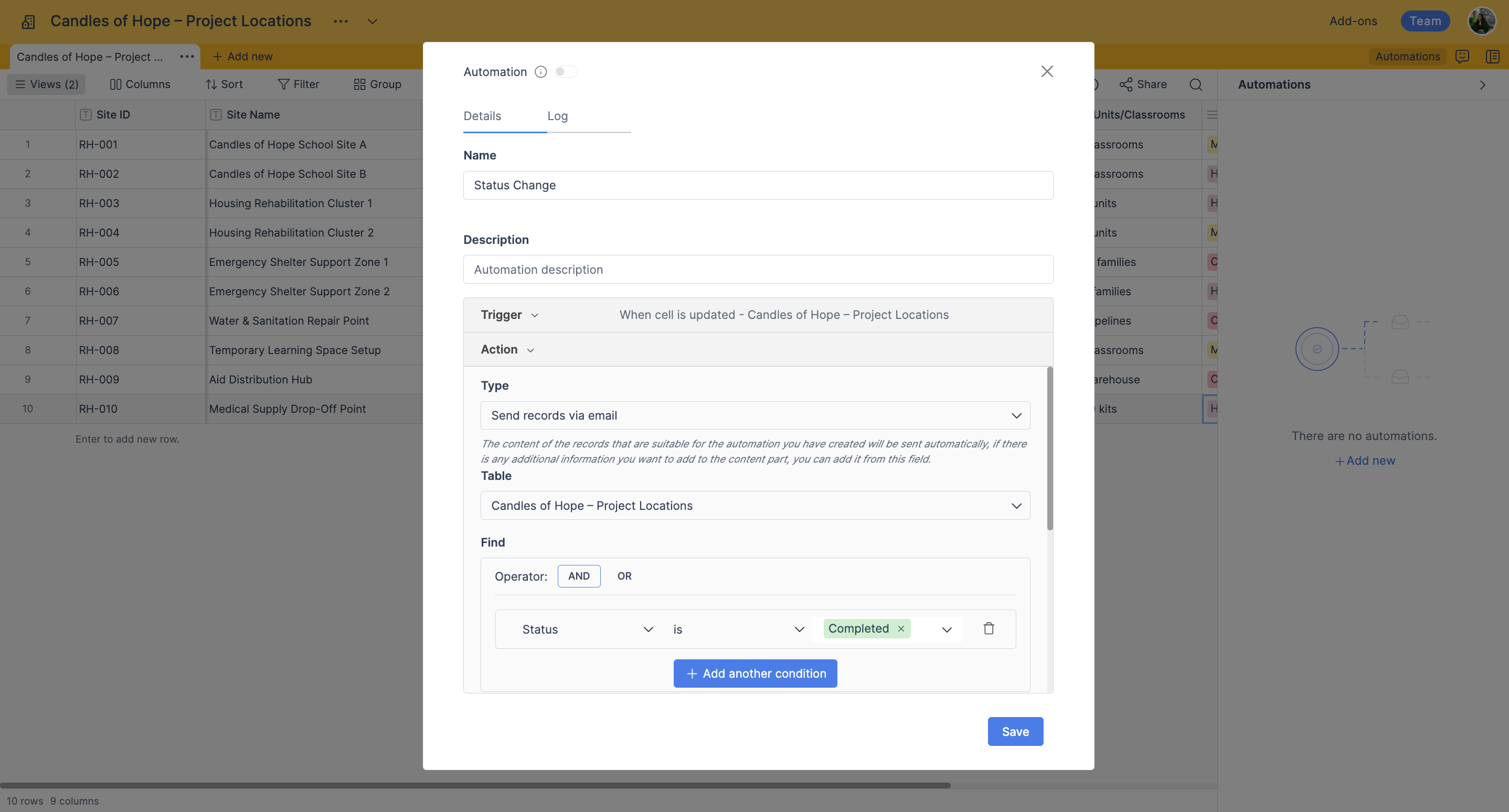 retable spreadsheet automations