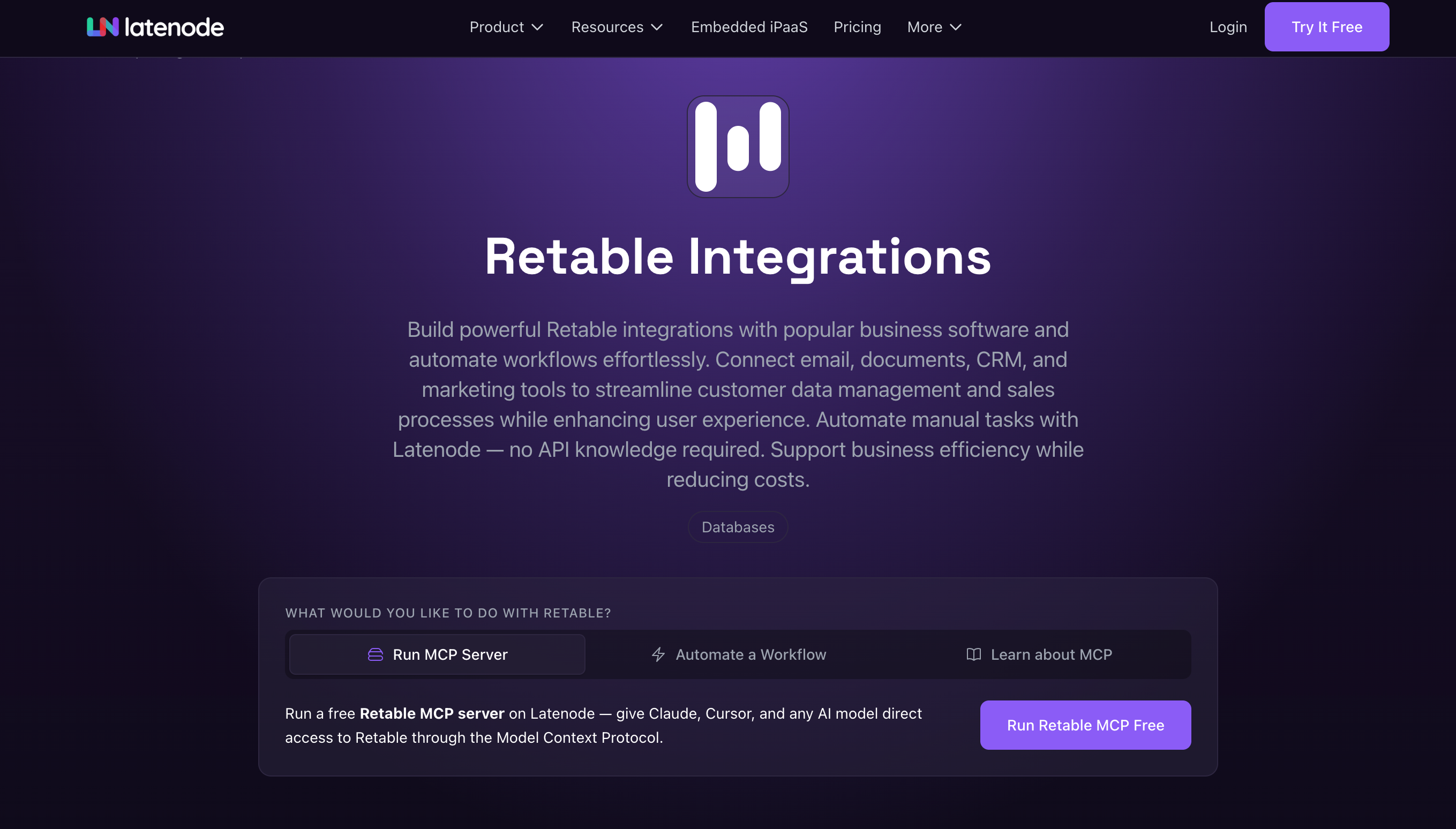 latenode and retable integration