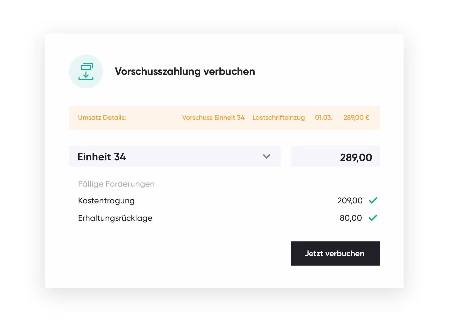 WEG Vorschuss vorschusszahlung verbuchen