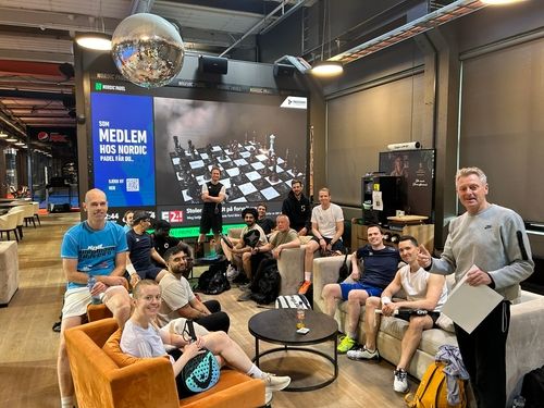 DI colleagues gathered after a padel session