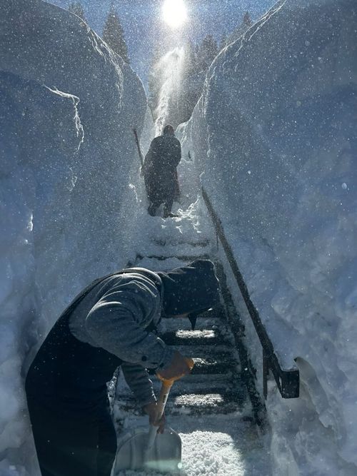steps in snowbank