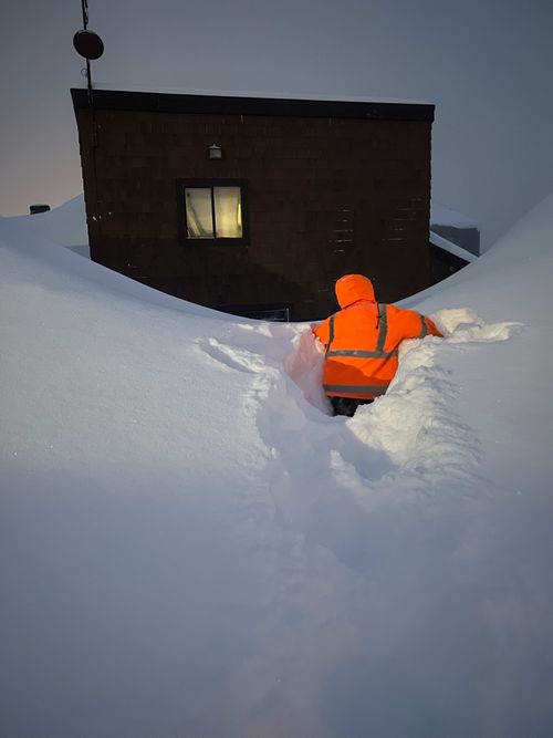 deep snow and human being