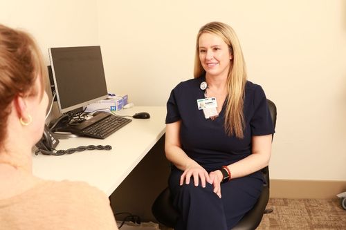 A Baptist Health employee on a video call or interview for a careers in nursing in Arkansas
