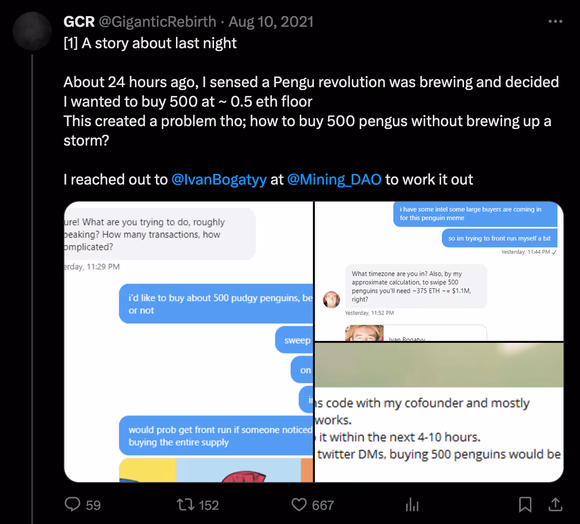 GCR discussing his NFT purchases.