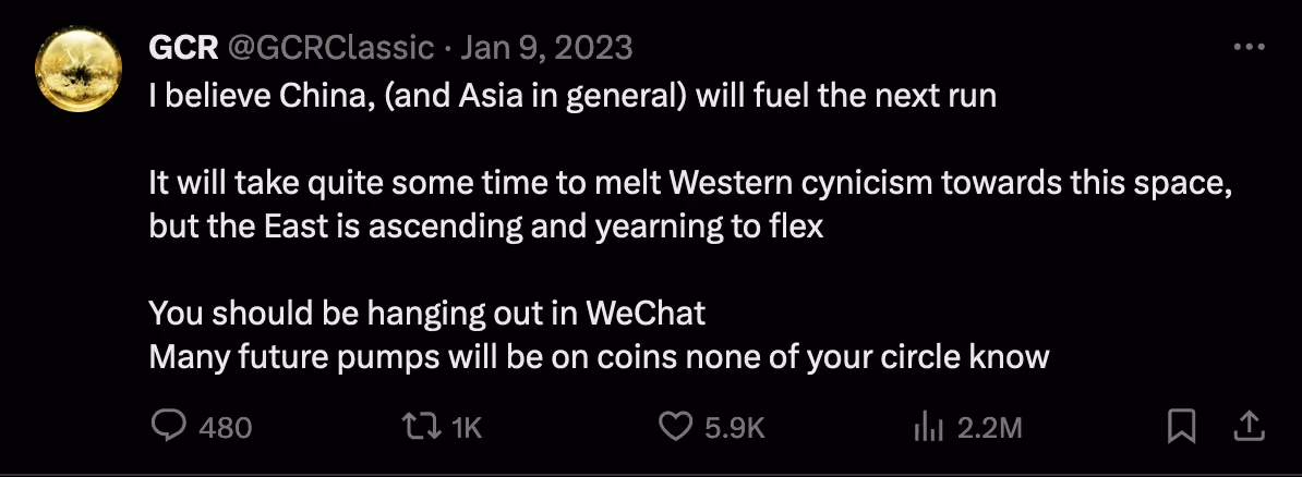 GCR's commentary on a Chinese/Asian fuelled cycle.