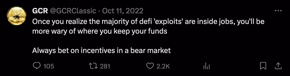 GCR discussing DeFI exploits during the bear market.