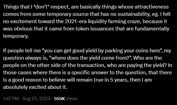 Vitalik Buterin Post on X (25th August 2024)