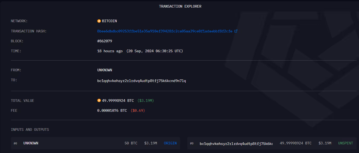 BTC Transaction Explorer on Arkham