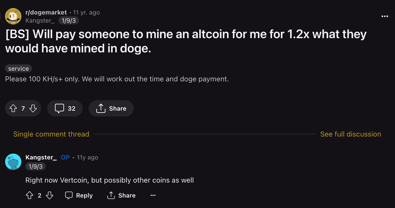 Andrew Kang requesting assistance to mine Vertcoin on Reddit