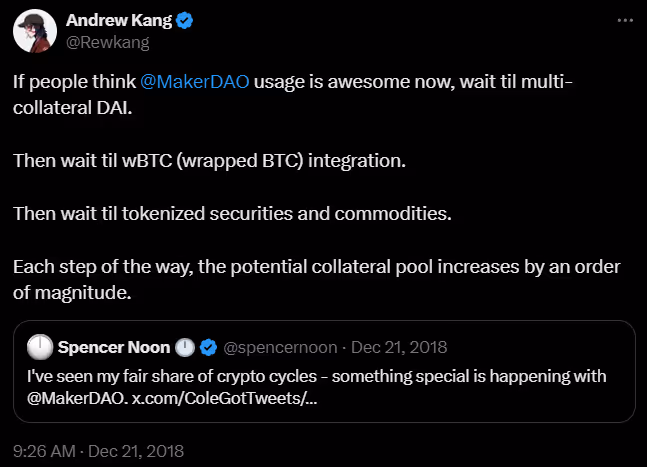 Andrew Kang on MakerDAO collaterals