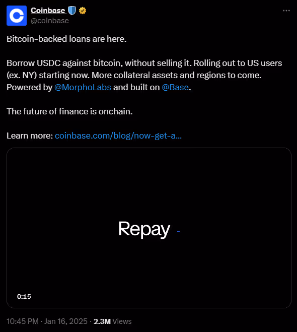 Coinbase’s new BTC loan program