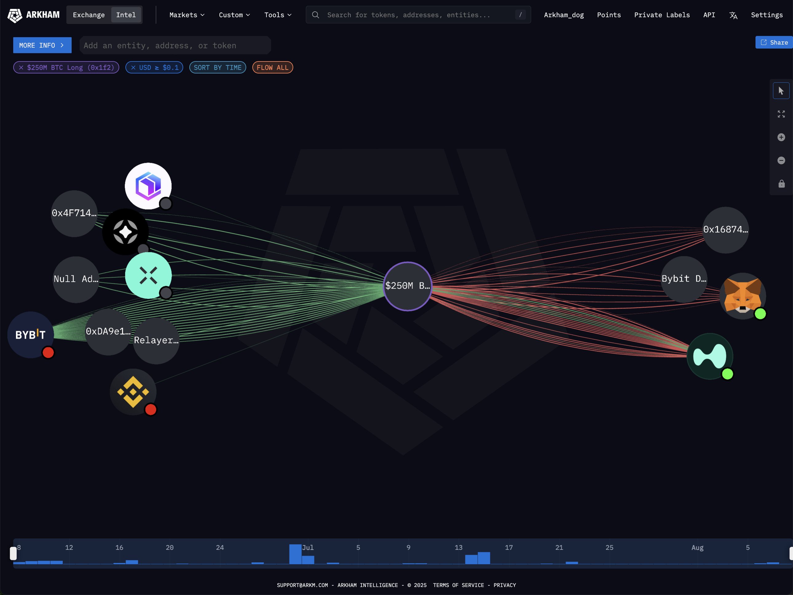 Arkham Intel visualisation showing James Wynn-esque  $250M position