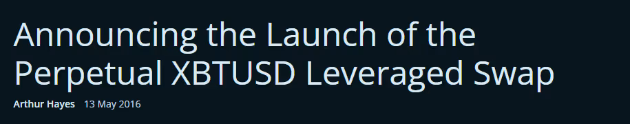 Screenshot from news story announcing the launch of the first perpetual swap product
