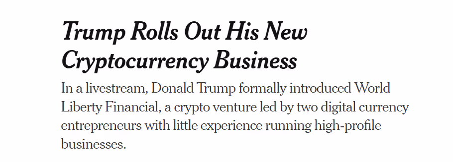 Screenshot from NYT article about World Liberty Financial