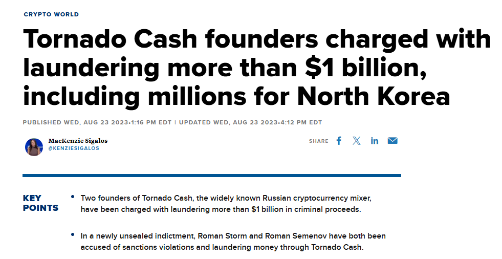 News story about Tornado Cash