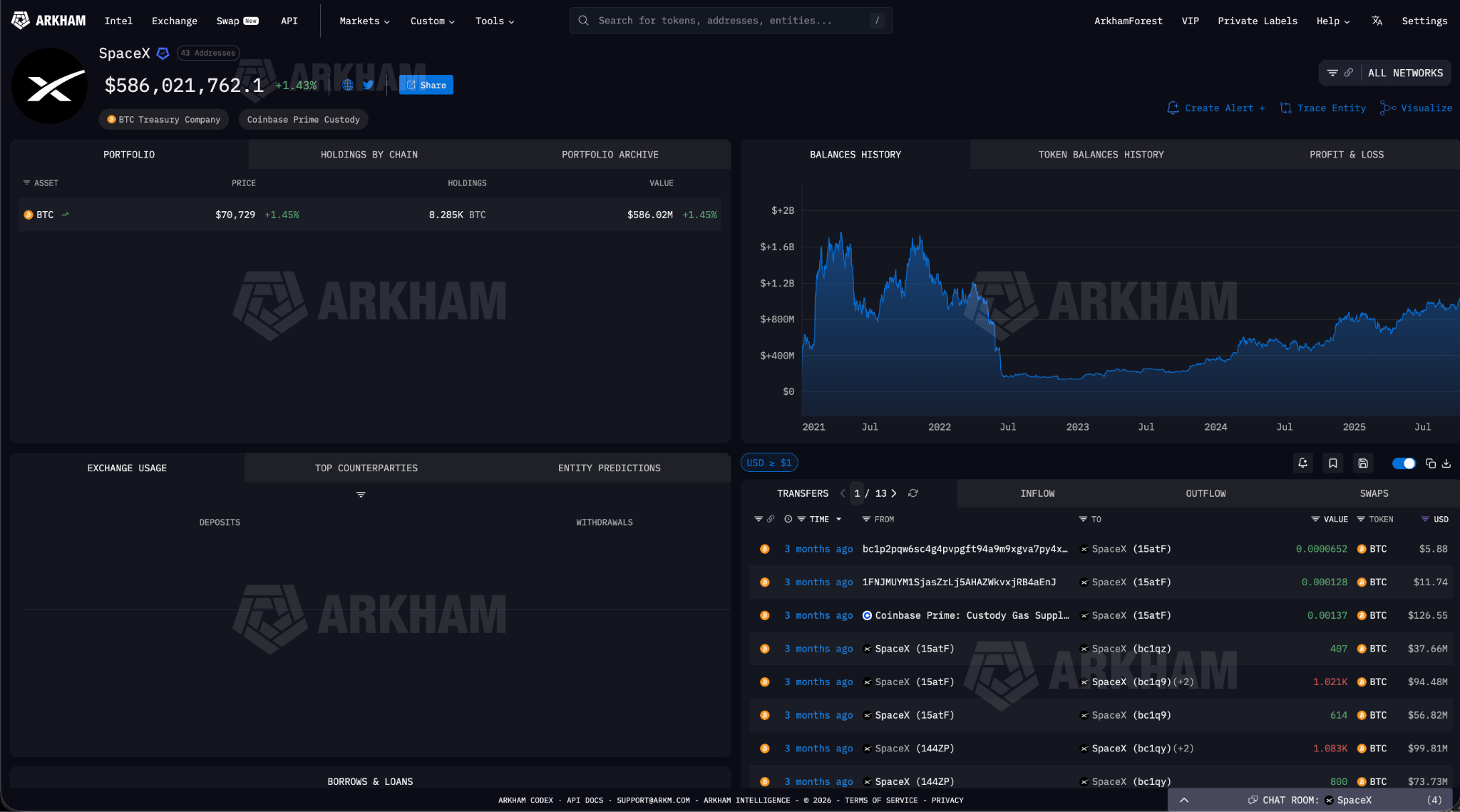 SpaceX Entity on Arkham Intel