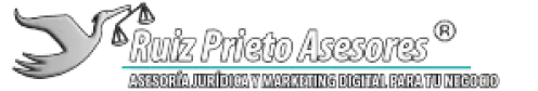 Logotipo de Ruiz Prieto Asesores, con un diseño estilizado y el texto que destaca servicios de asesoría jurídica y marketing digital.