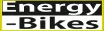 Logotipo con el texto "Energy-Bikes" en letras blancas sobre fondo negro, con un marco amarillo.