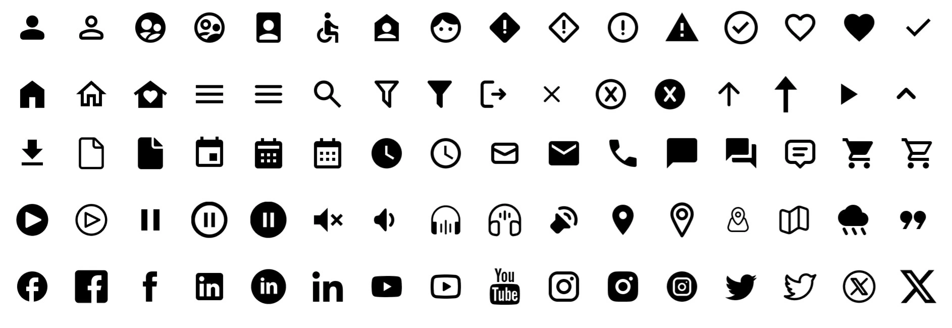 Icon library, light mode.