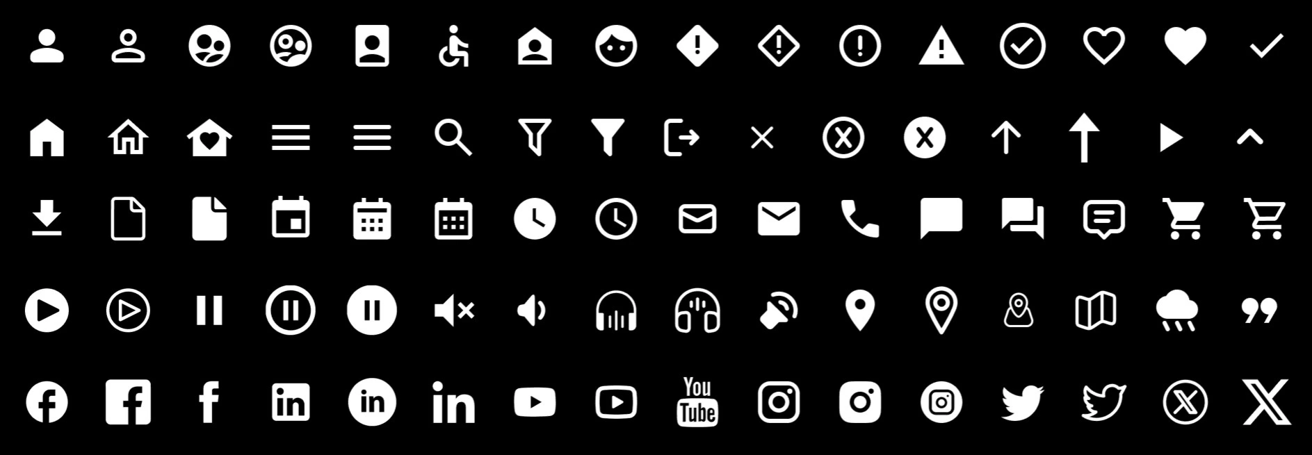 Icon library, dark mode.