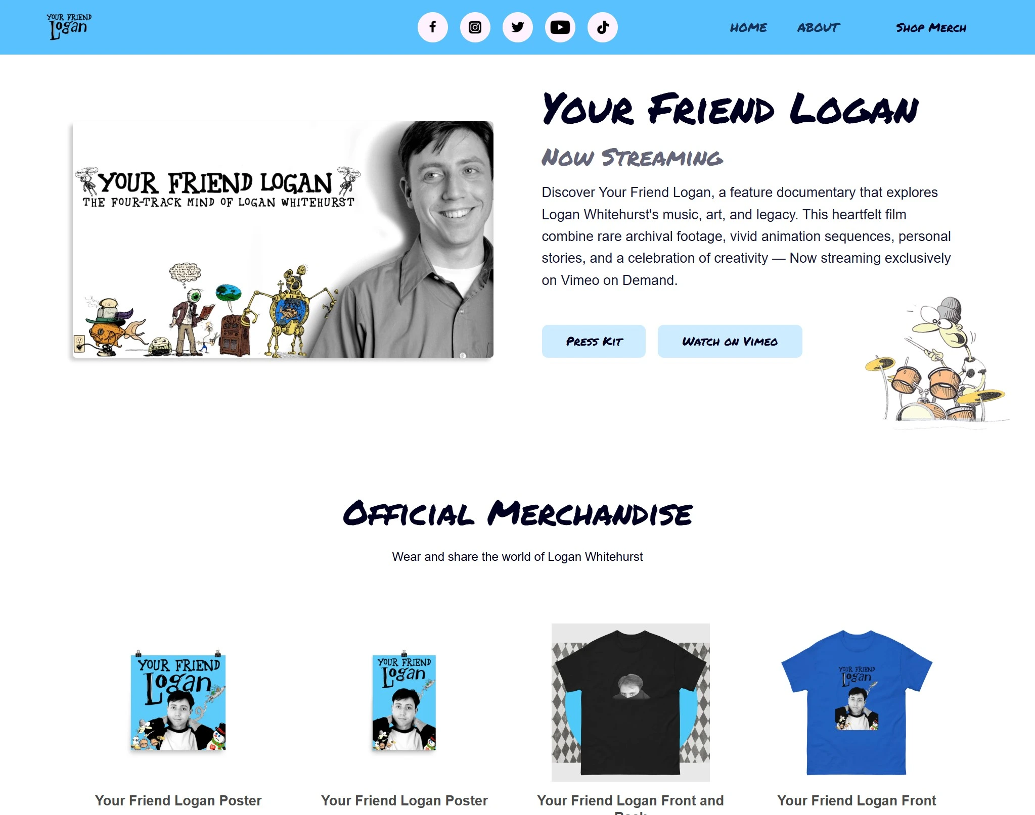 Your Friend Logan homepage above the fold.