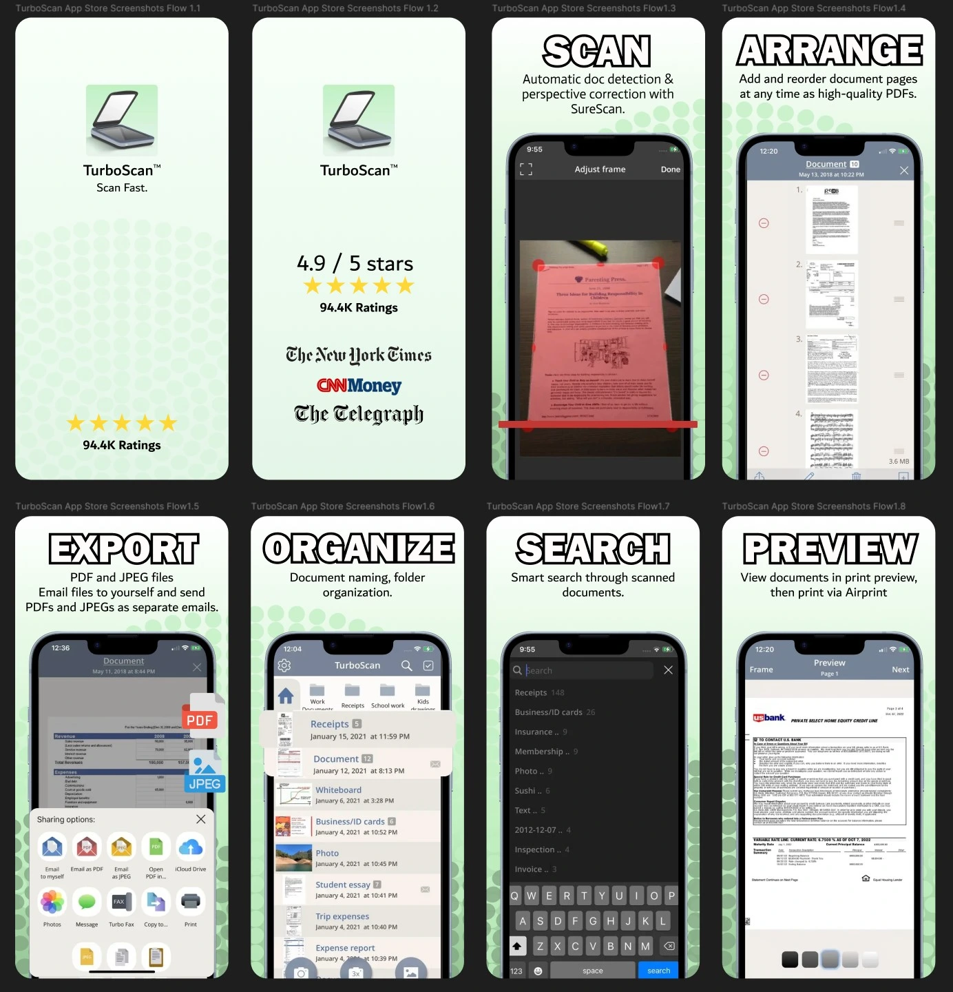Version 1 of the TurboScan mobile screenshots redesign.
