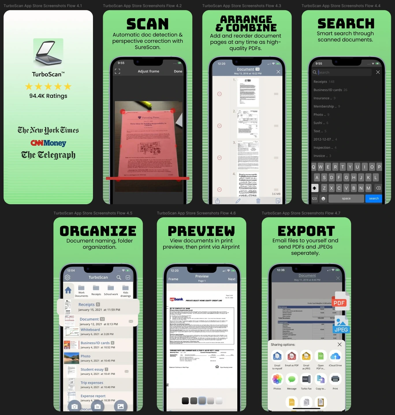 Version 4 of the TurboScan mobile screenshot redesign.