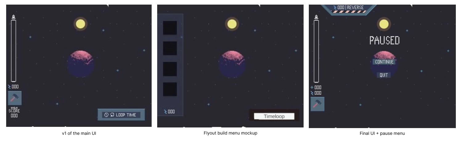 Mockups for the UI and menus in Dying Revolution.