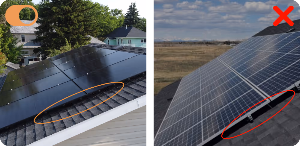 side by side comparison of solar panels with animal guard and without