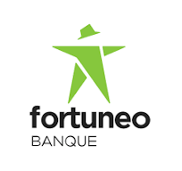 Fortuneo Banque logo featuring a stylized green figure with a hat above the company name.