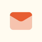 Stylized envelope icon with an orange flap on a light peach background.