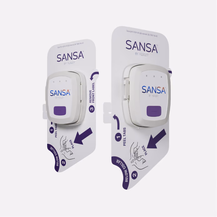 3D render of two SANSA patches on application cards, side by side
