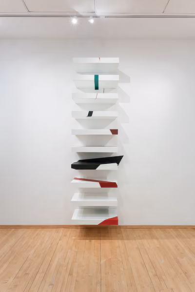 Red into Green, 2021 House Paint on Panel Panels 36x24x4 in. 12 feet tall. 