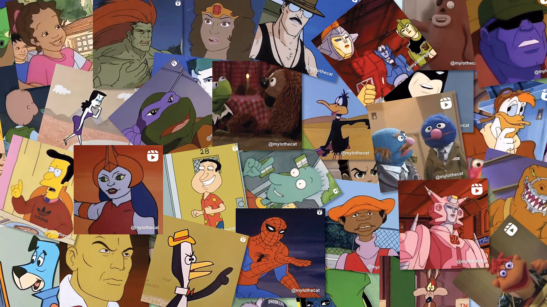 Images of retro cartoon characters used in Schleichkorn's videos