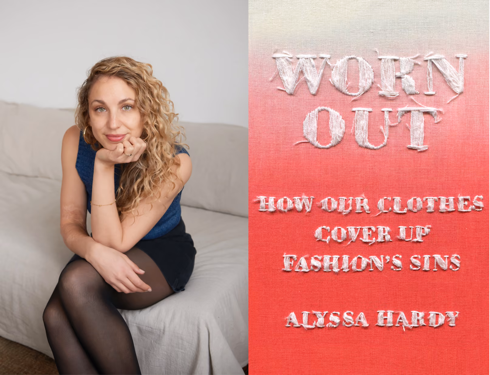 Alyssa Harding and the cover of her book Worn Out