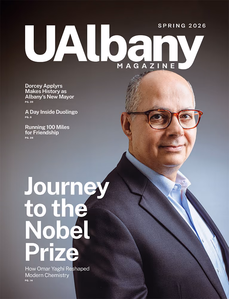 UAlbany Magazine Spring 2026 Cover with Omar Yaghi