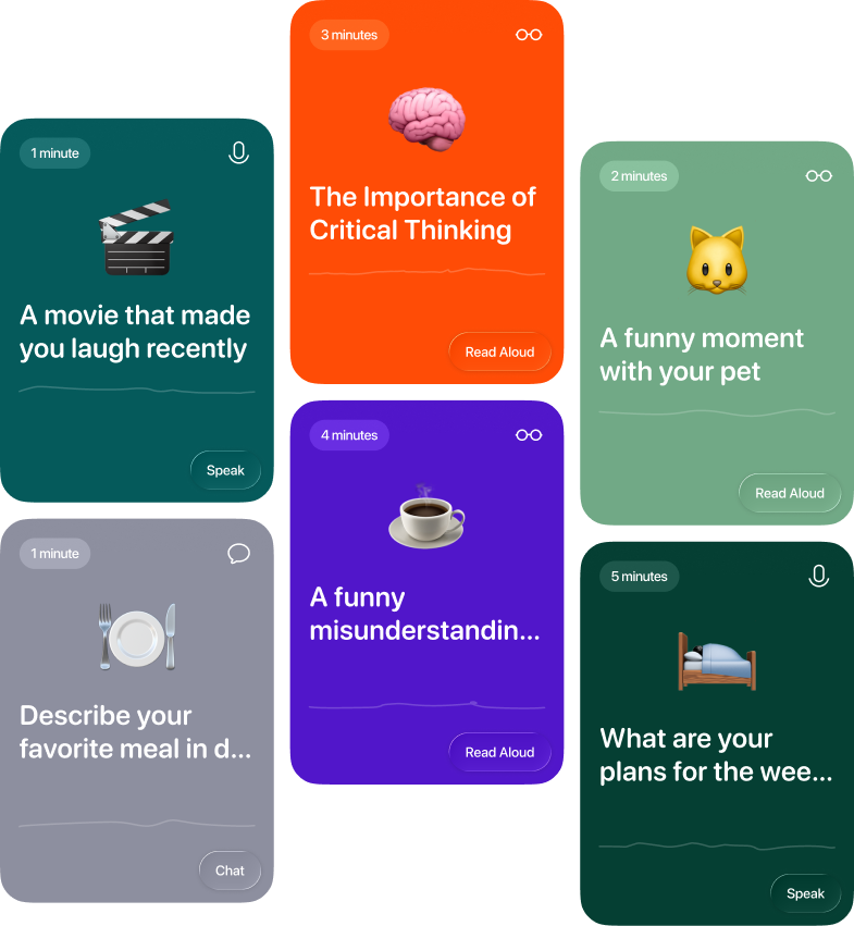Daily speaking activities in Pronounce