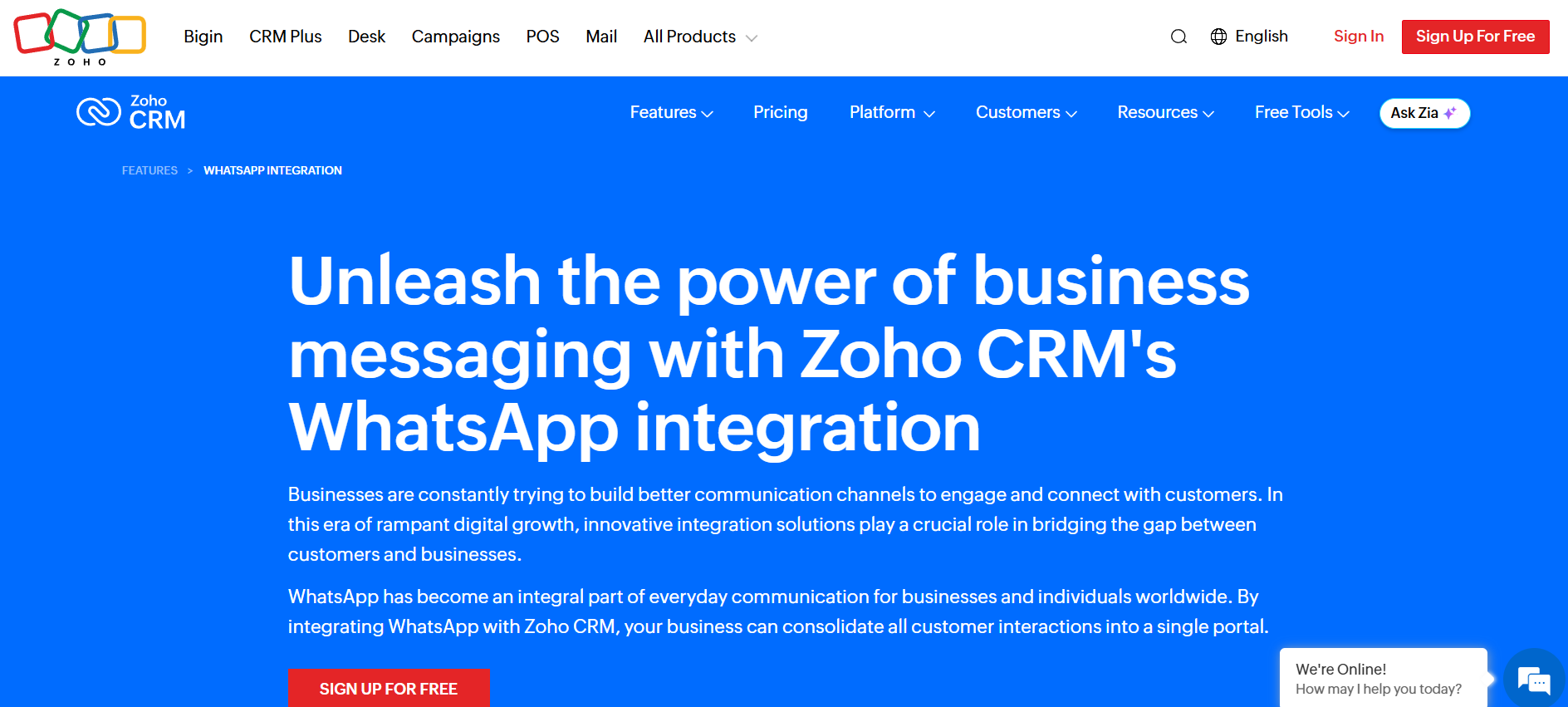 Zoho CRM WhatsApp CRM Alternative