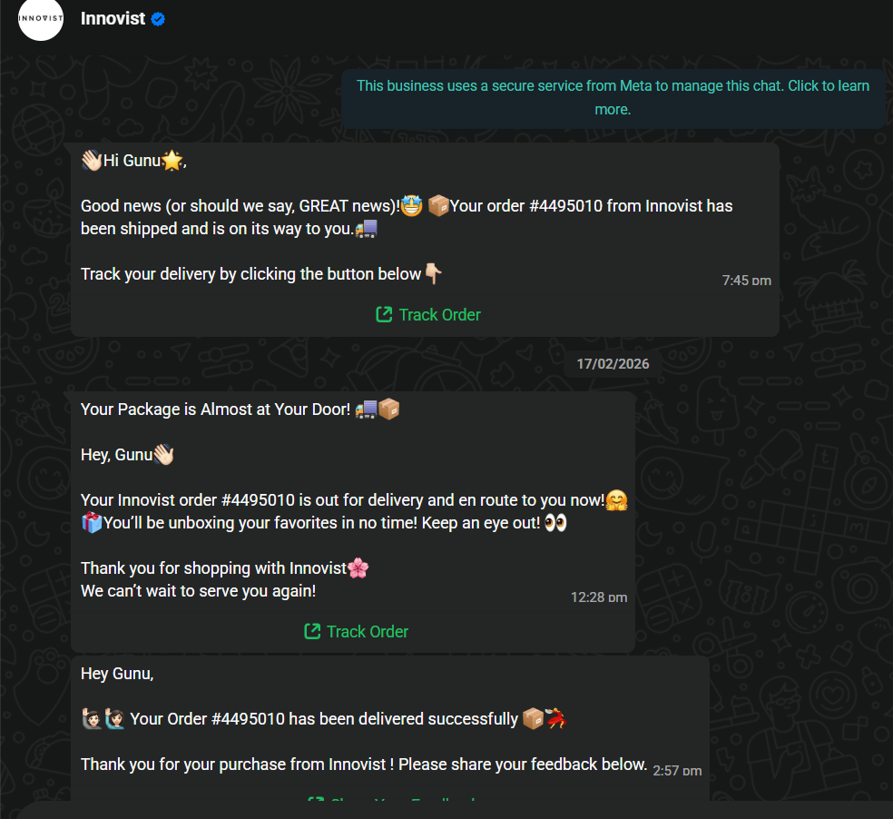 Order confirmation and Real-Time Updates
