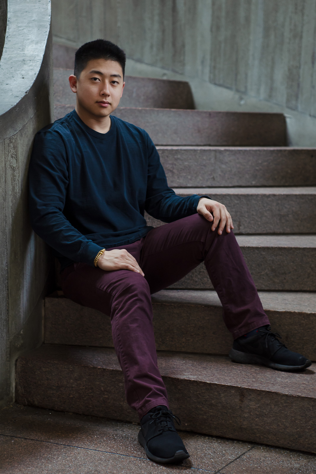Color portrait of Mike on stairs