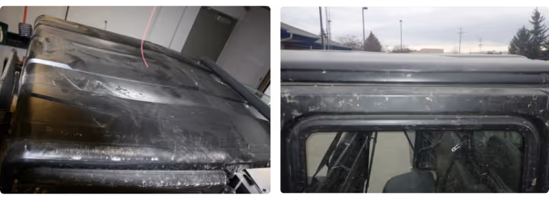 Figure 2. Comparison of scraping on passenger side (left) to driver side (right).