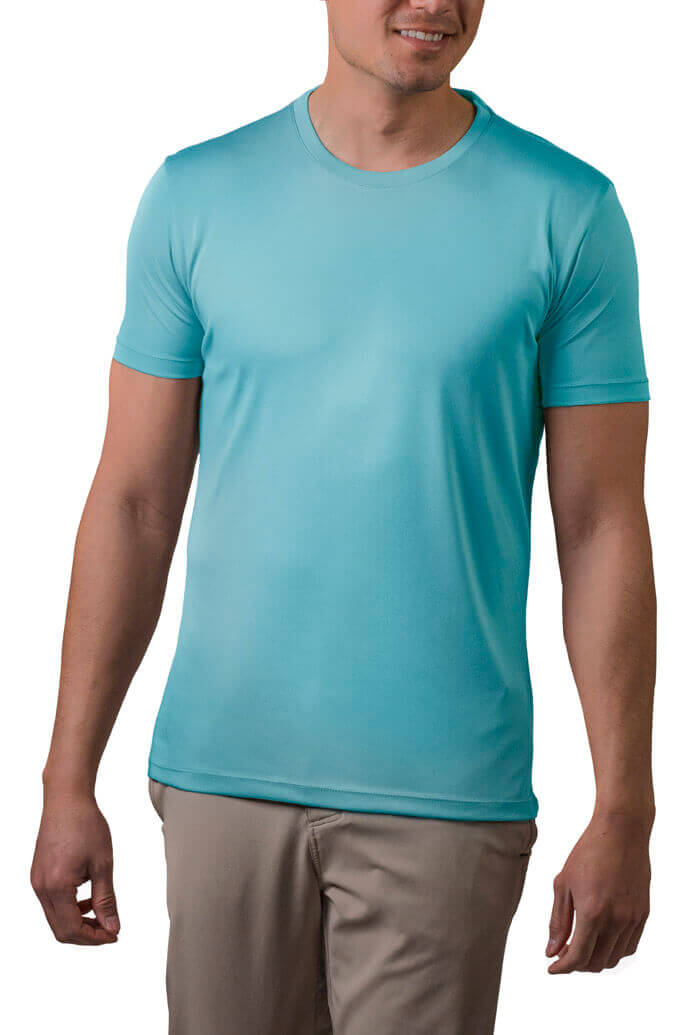 Tシャツ・カットソー Malbon Golf VNECK color block mesh lining piste BLUE MAN M51 Performance Sky Blue